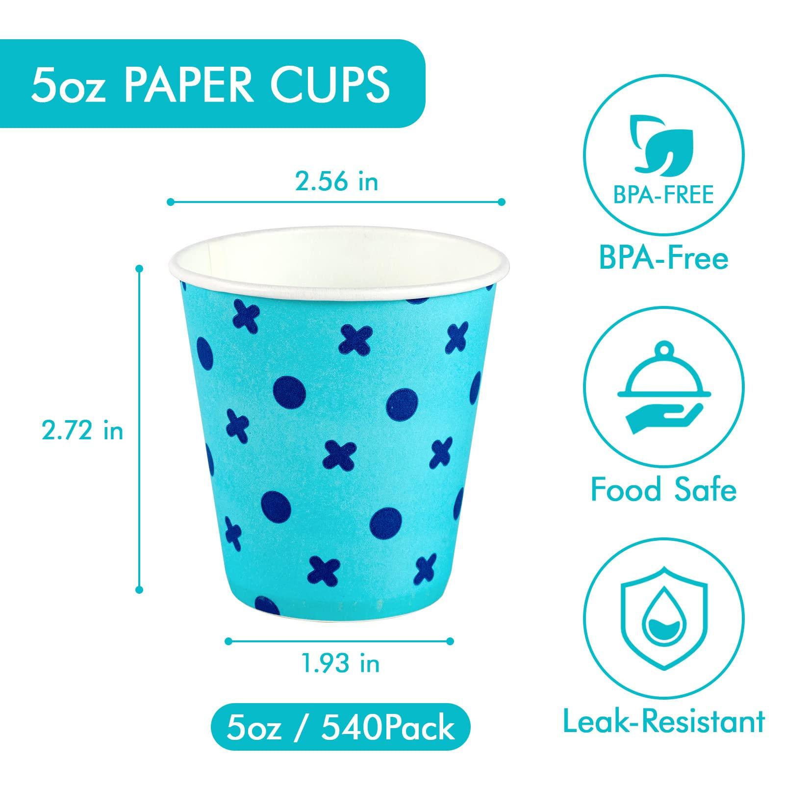 LITOPAK LITOPAK 540 Pack 5 oz Paper Cups, Pink and Blue Disposable Paper Cups, Paper Snack Cups, Water Paper Cups, Small Mouthwash Cups, and Mini Paper Cups for Home, Bathroom, Picnic, Party, and Events.