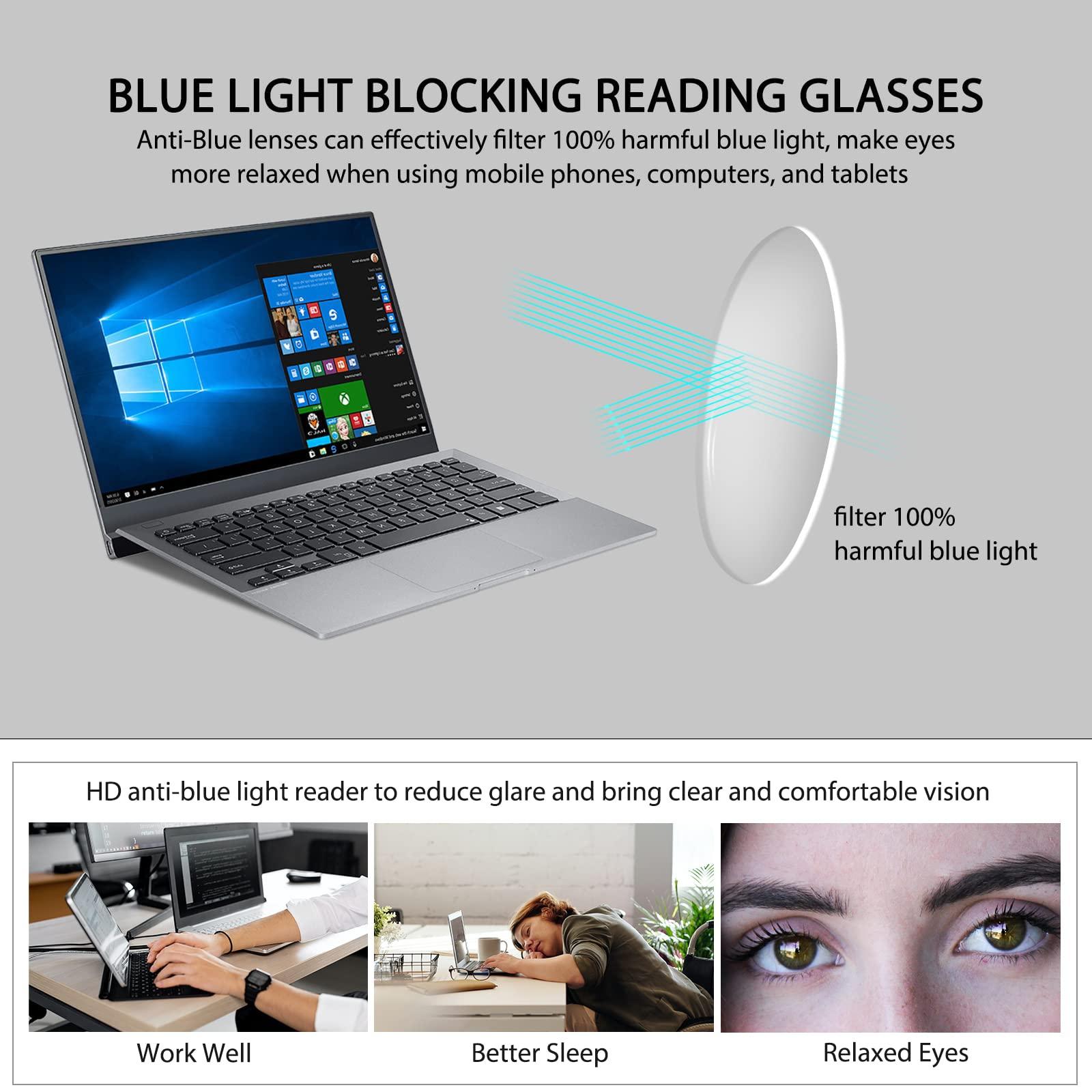 K.LAVER Photochromic Progressive Multifocus Reading Glasses Men Women Extremely Lightweight TR90 Frame Blue Light Blocking Multifocal Computer Readers Spring Hinge No Line Eyeglasses Transition Sunglasses 1.0