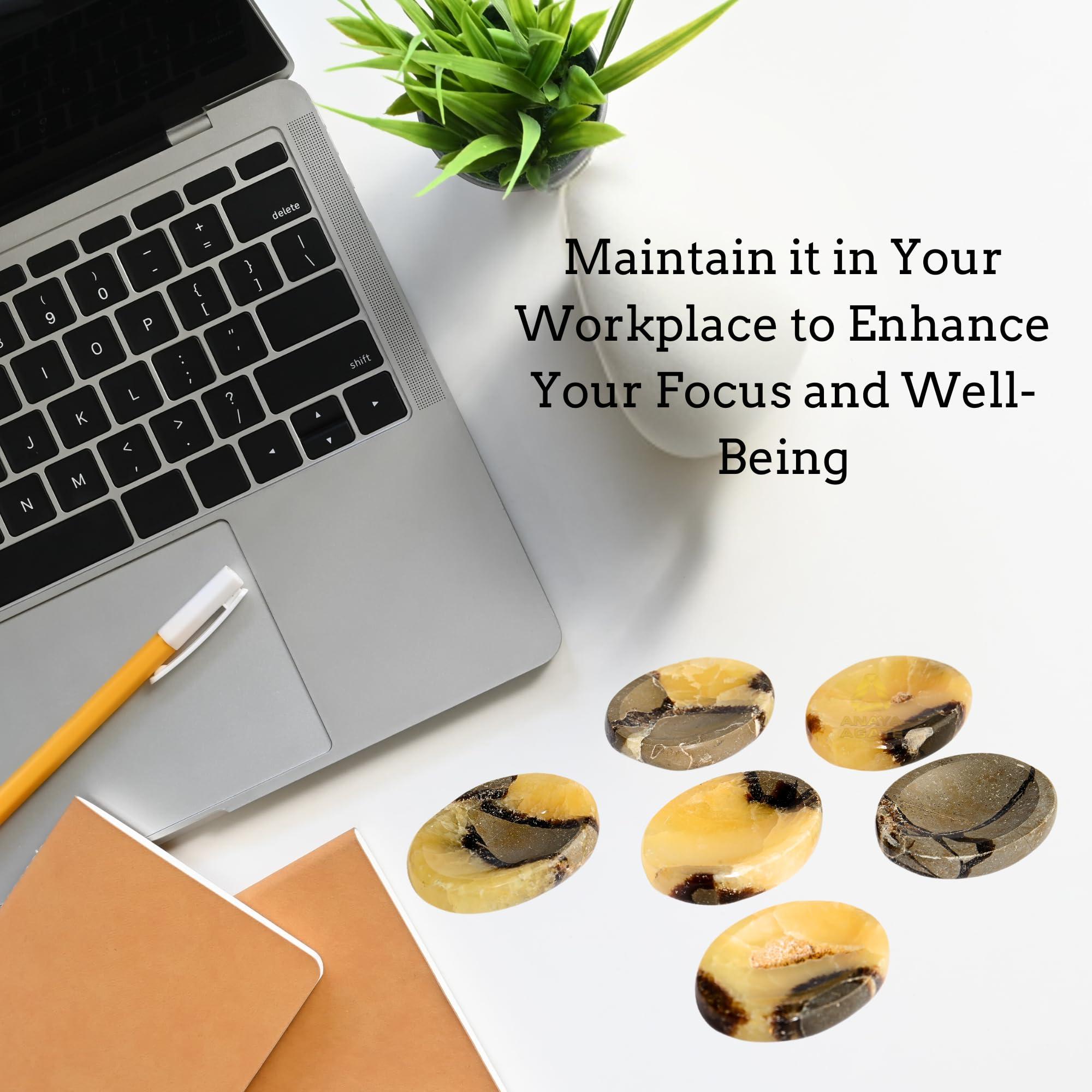 ANAYA AGATE Worry Stones Septerian Crystal Thumb Worry Stones for Anxiety, Stress Relaxing and Soothing Balance Stones for Meditation, Stress Relief Healing Stones and Crystals for Men and Women