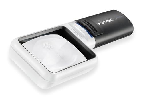 GBBC Eschenbach Mobilux LED Hand Held Magnifier, 4X, 2.0 x 2.0 inches (50 x 75 mm), Resin Lens, Black, PXM Optical Resin, Aspherical, Therapy Hard Coating, LED Light