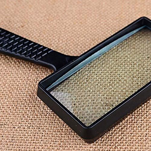 HACSYP Magnifying Glass 5X Magnifying Glass Jewelry Identify Hand Loupe Glass Lens Reading Magnifier Rectangular Shape Long Handle Old Man Students
