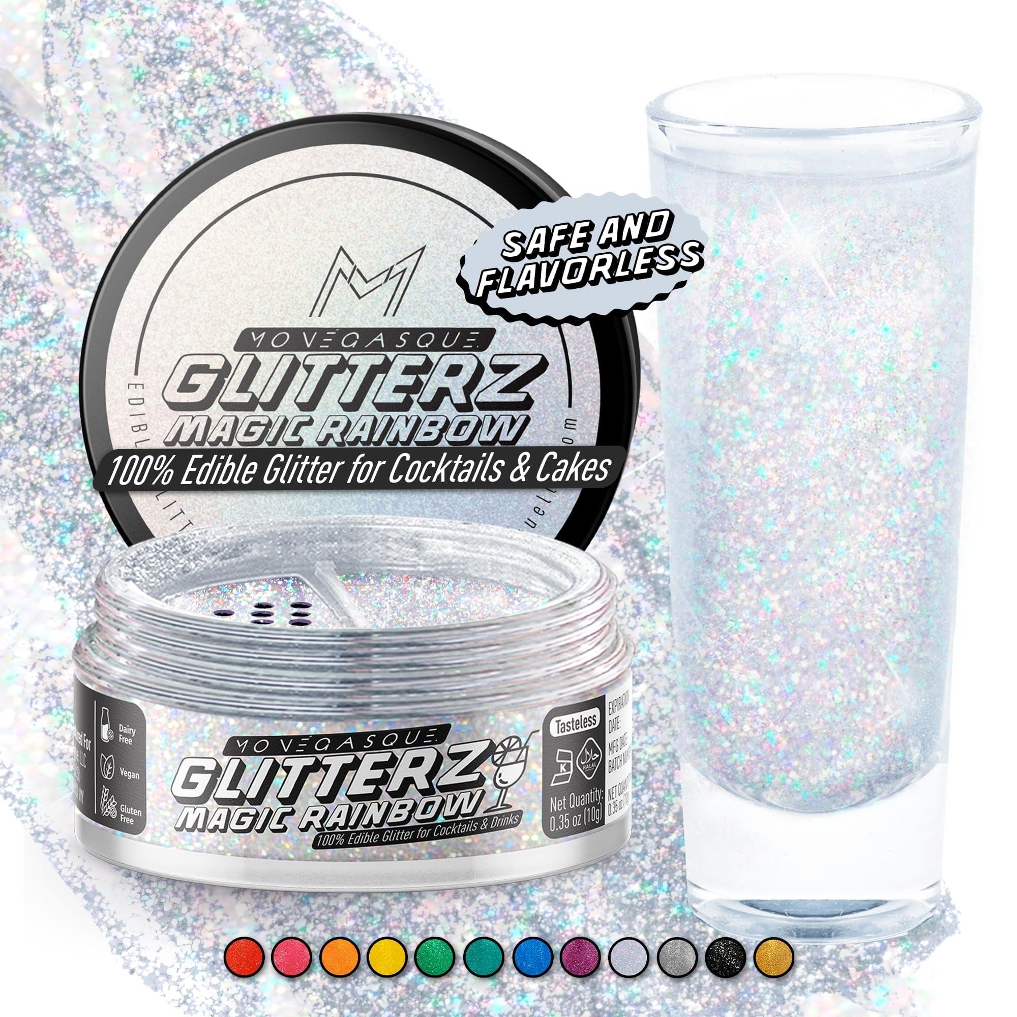 MONGASQUE MONGASQUE Magic Rainbow Edible Glitter for Cocktails 10g - Valentines Edible Glitter Drinks - Edible Cocktail Glitter for Drinks - Edible Drink Glitter for Cocktails & Cake - Edible Glitter Cakes