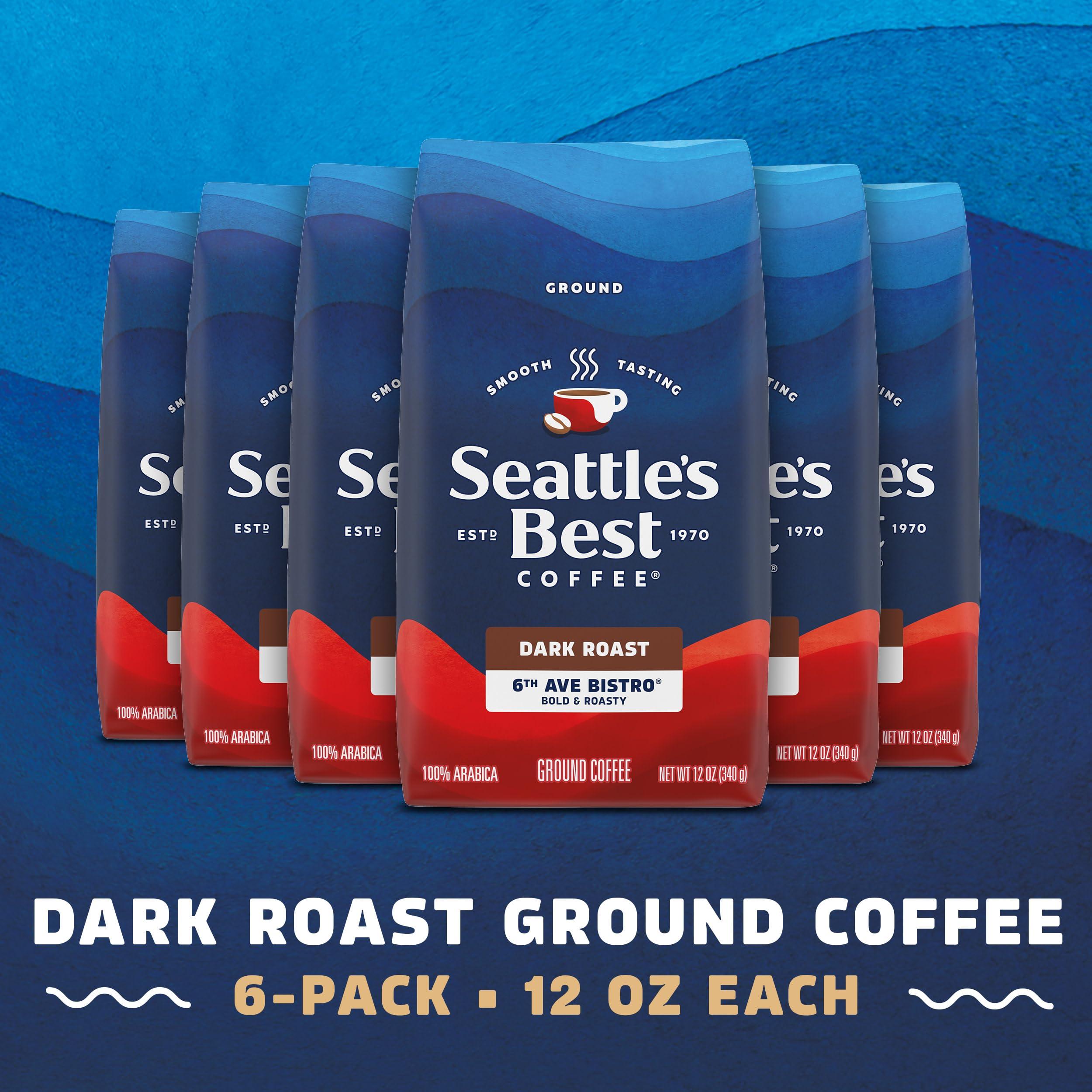 Seattle's Best Coffee Seattles Best Coffee, Dark Roast Ground Coffee, 6th Ave Bistro, 100% Arabica, 6 Bags (12 oz Each)