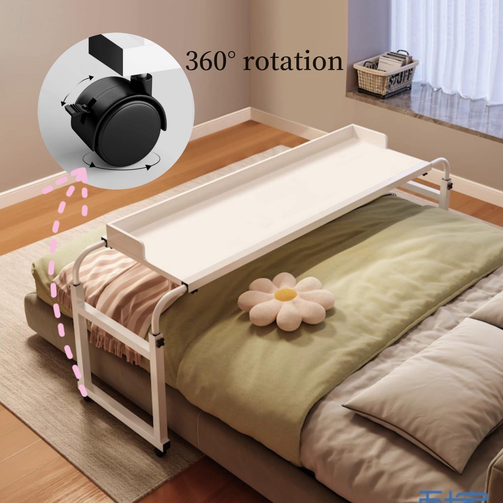 ORNDYDM ORNDYDM Bed Desk Over The Bed Table with Wheels Overbed Table Over The Bed Desk Over Bed Table Mobile Desk Bed Table with Wheels Computer Table for Bed Overbed Table with Wheels