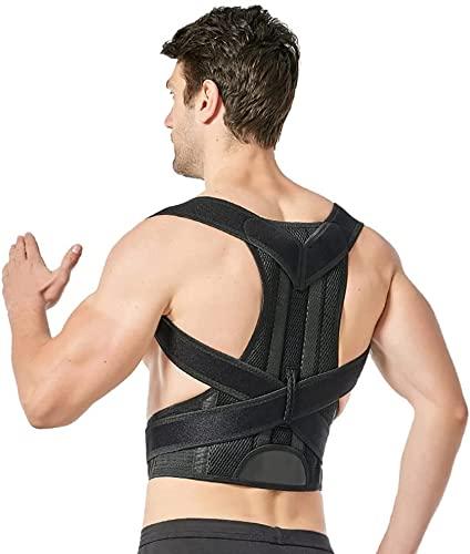 SJHY Posture Corrector Back Support Brace Adjustable Back Support for Men Women Back Brace Provide Pain Relief for Neck Back Shoulders Posture Brace Back Posture (Color : Black, Size : Large)