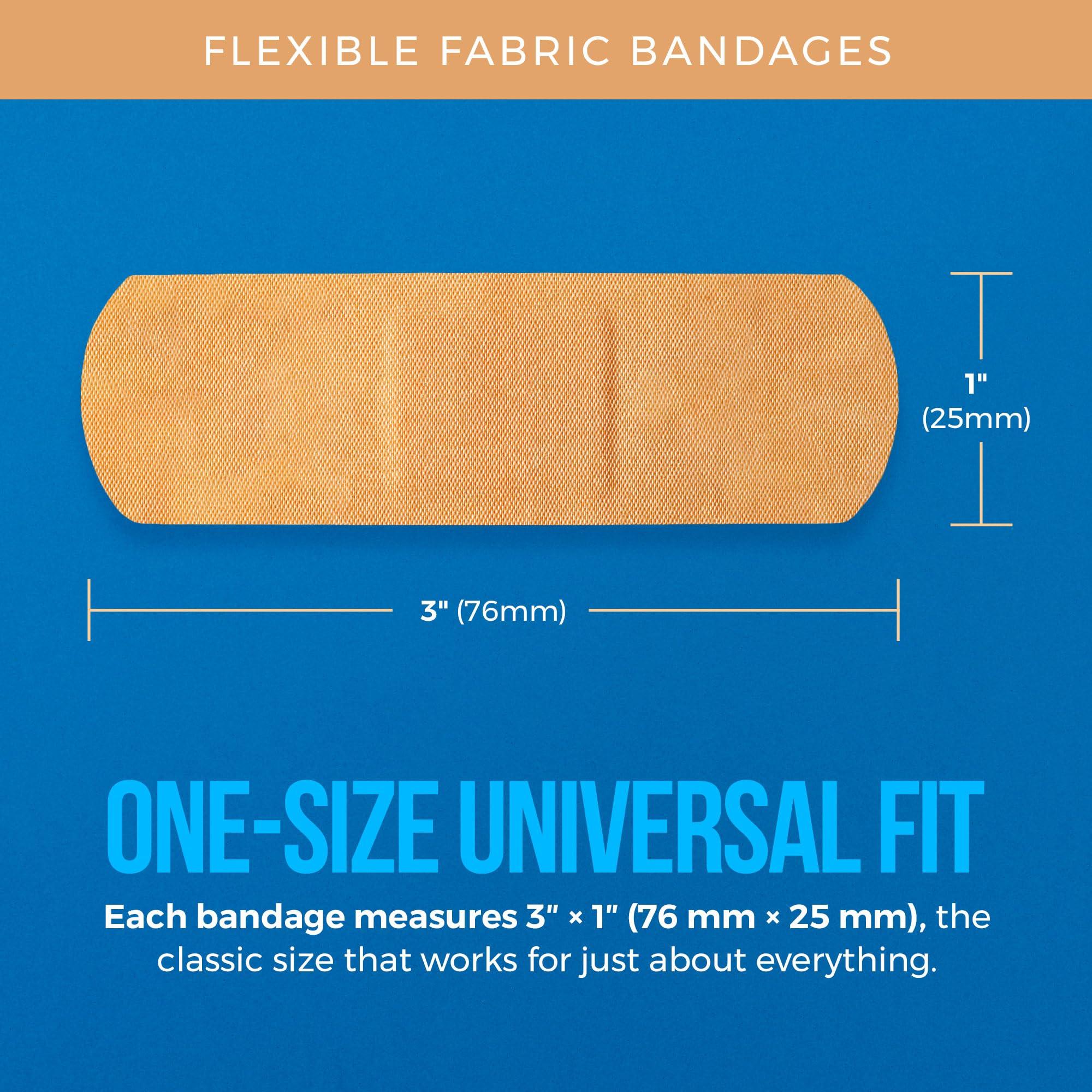 MEDca Flexible Fabric Bandages - Flex Fabric Adhesive Bandages Finger-Tip Bandages Knuckles andThumb Bandages for Finger Careand to Protect Wounds from Infection - (200 Count)