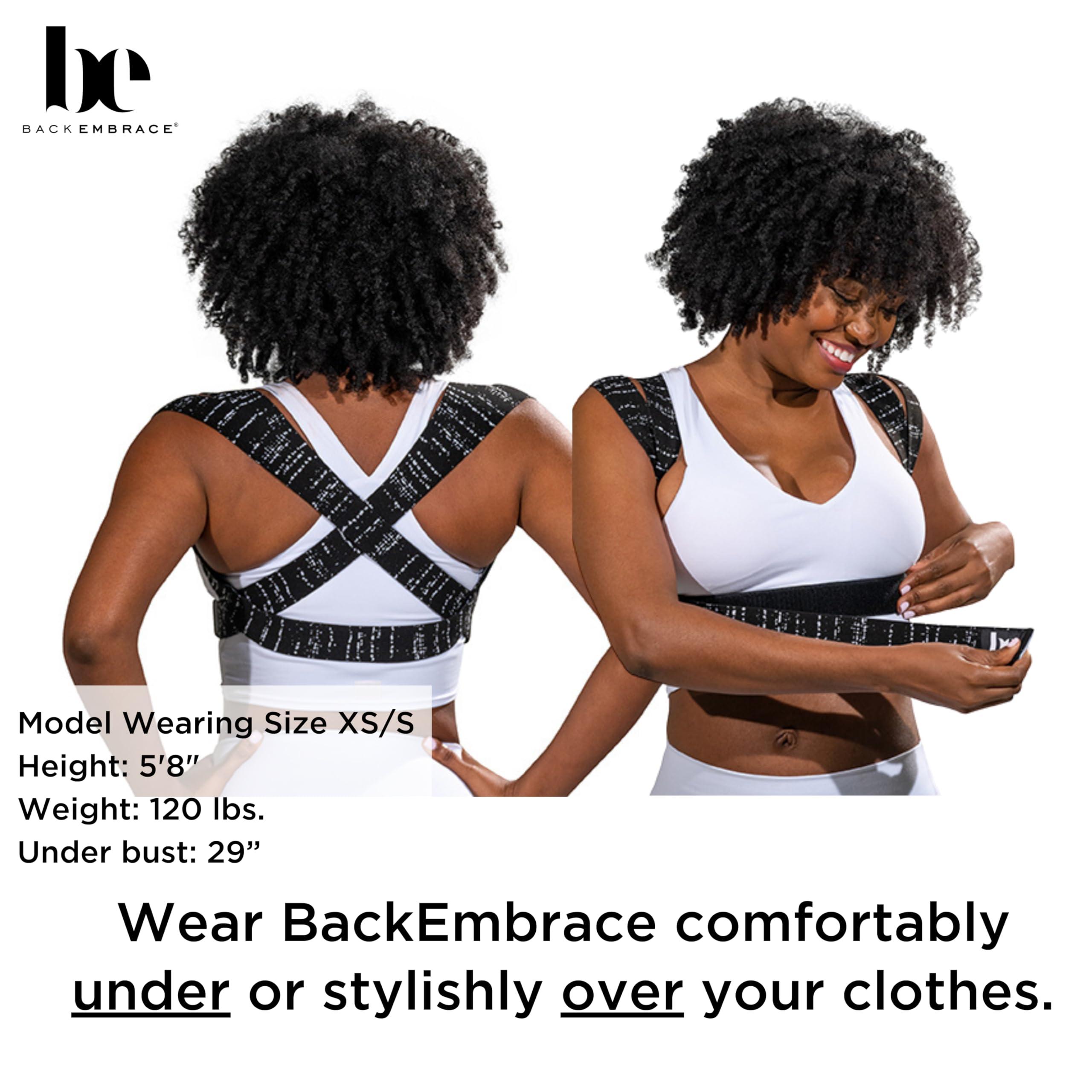 BackEmbrace BackEmbrace Posture Corrector for Women and Men - Made in USA - Slim and Adjustable Shoulder Brace - Back Brace for Back Pain Relief- Black Drizzle Medium