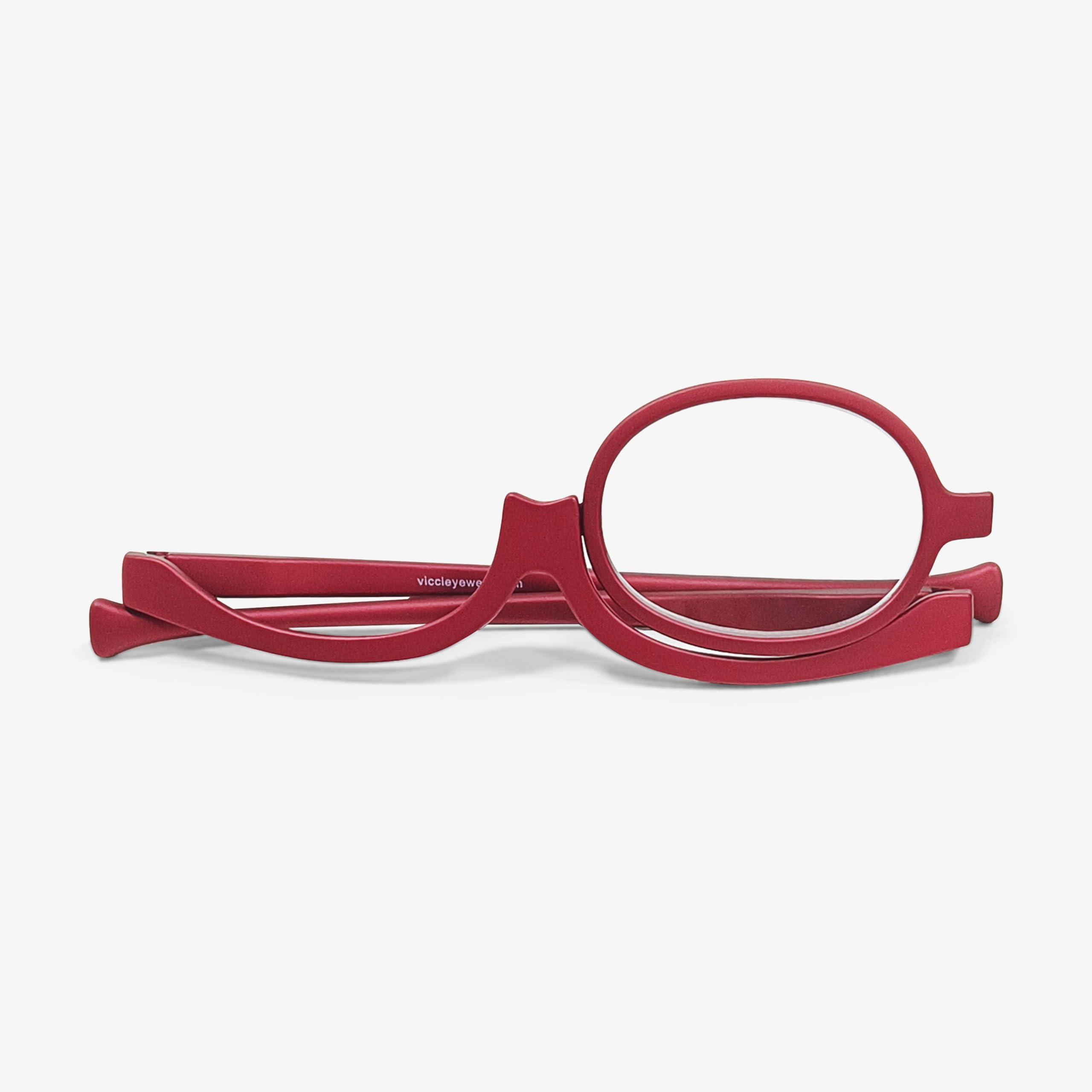 VICCI VICCI Makeup Reading Glasses | Cosmetic Readers Flip Up Lens Magnifying Eyeglasses for Women | Dual-Purpose Functionality, Lightweight Makeup Glasses | Offering Distortion-Free Vision +3.5 | Red