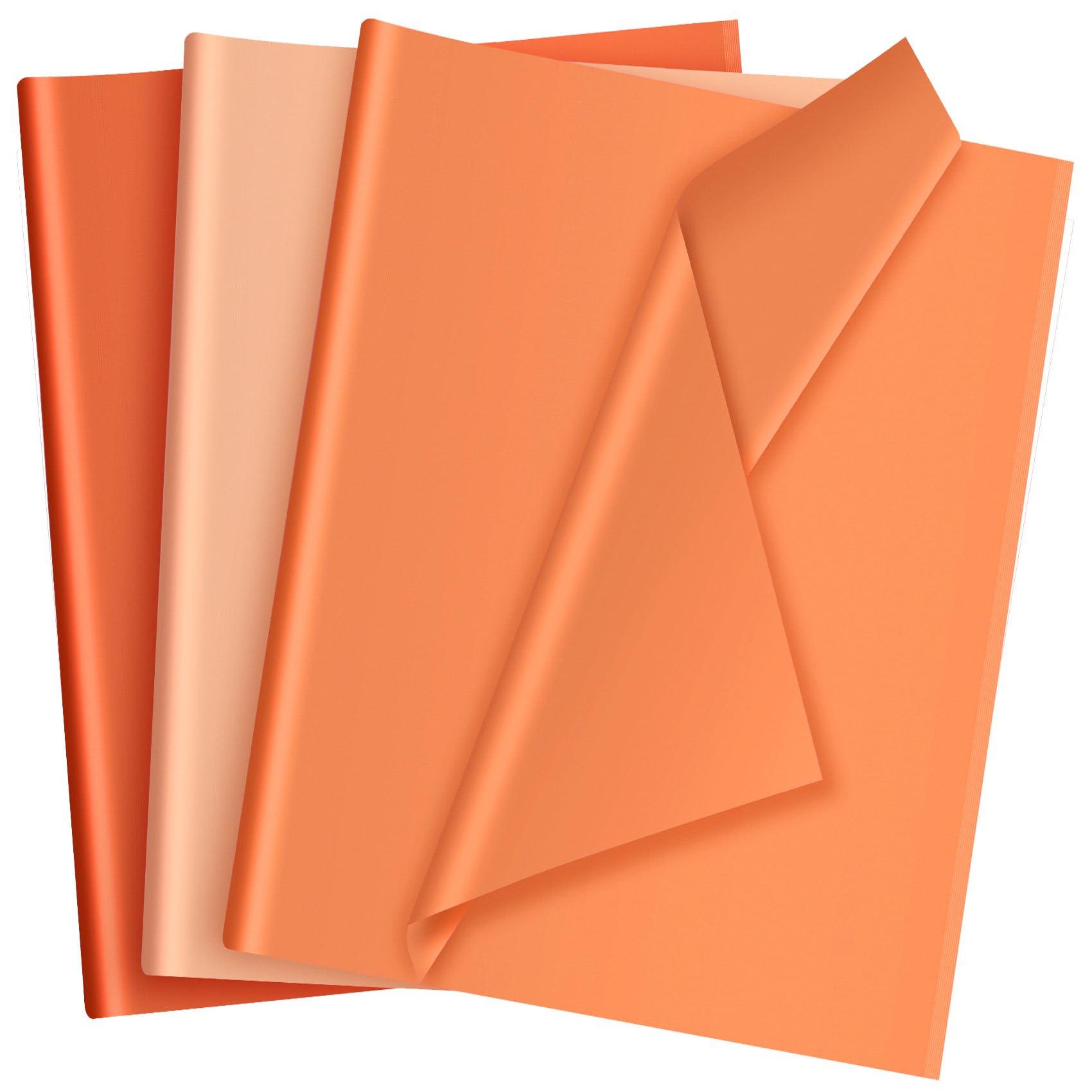 Hlonon 30 Sheets Orange Tissue Paper for Packaging Gift Bags Decoration, Gift Wrap Tissue Paper Bulk for Weddings Birthday DIY Project Christmas Halloween Thanksgiving Gift Wrapping Crafts Decor