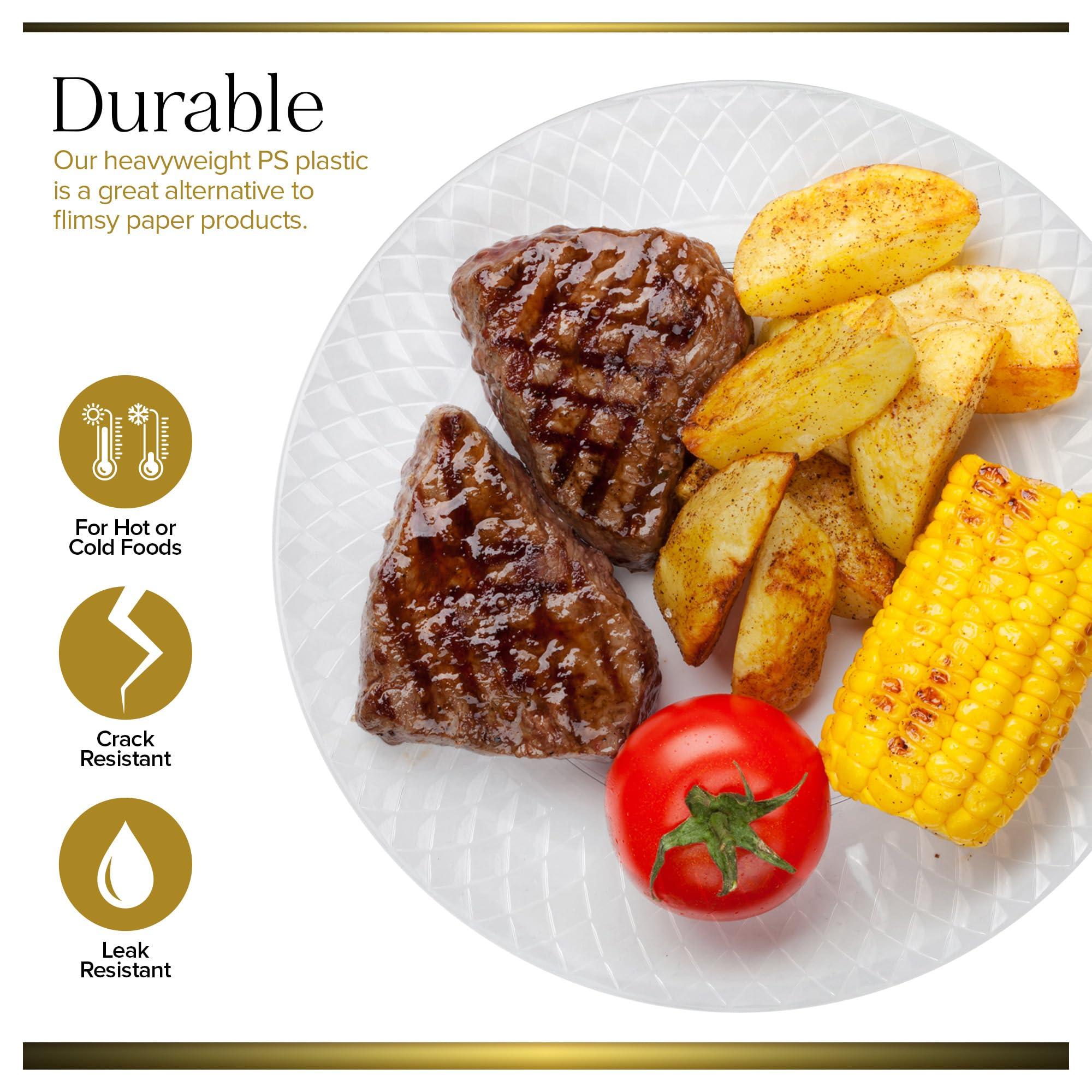 Stock Your Home Stock Your Home Premium Clear Plastic Dessert Plates, 6\" Inch Appetizer, Dessert, and Party Plates (100 Count) Heavy Duty Hard Plastic Disposable Wedding Cake Plates, Crystal Clear for Holiday Parties