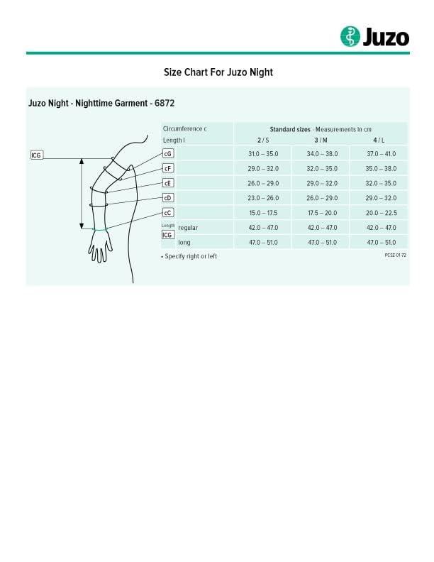 Juzo Juzo Night Nighttime Lymphedema Garment, Regular, Left Arm Sleeve for Sleeping