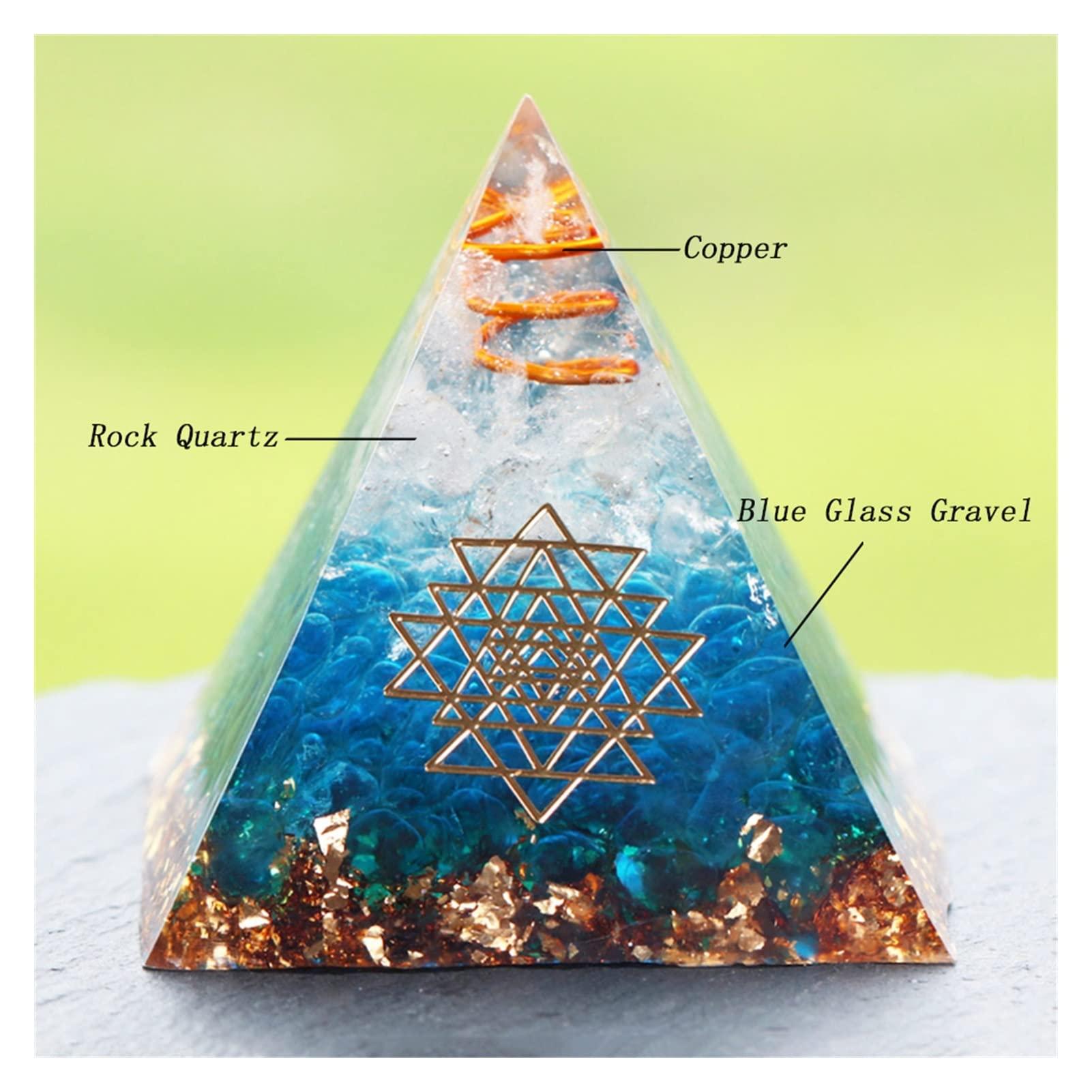LABDIP LABDIP Home Decoration Natural Pyramid Blue Glass Gravel Crystals Reiki Pyramids Fengshui Home Decor Full of Texture (Size : 5CM)