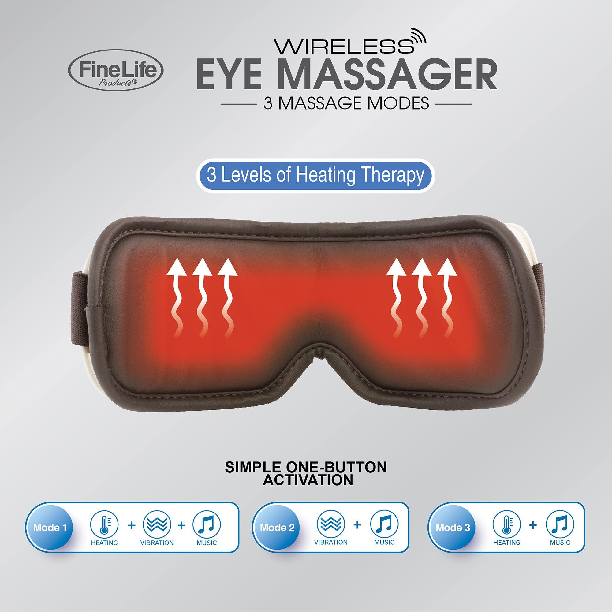 FineLife Eye Massager with Heat Vibration Therapy - Eye Massager with Smart Bluetooth Connection- Ocular and Migraine Relief - Relief Stress and Improve Relaxation - Relief Headache with Eye Tension Massage