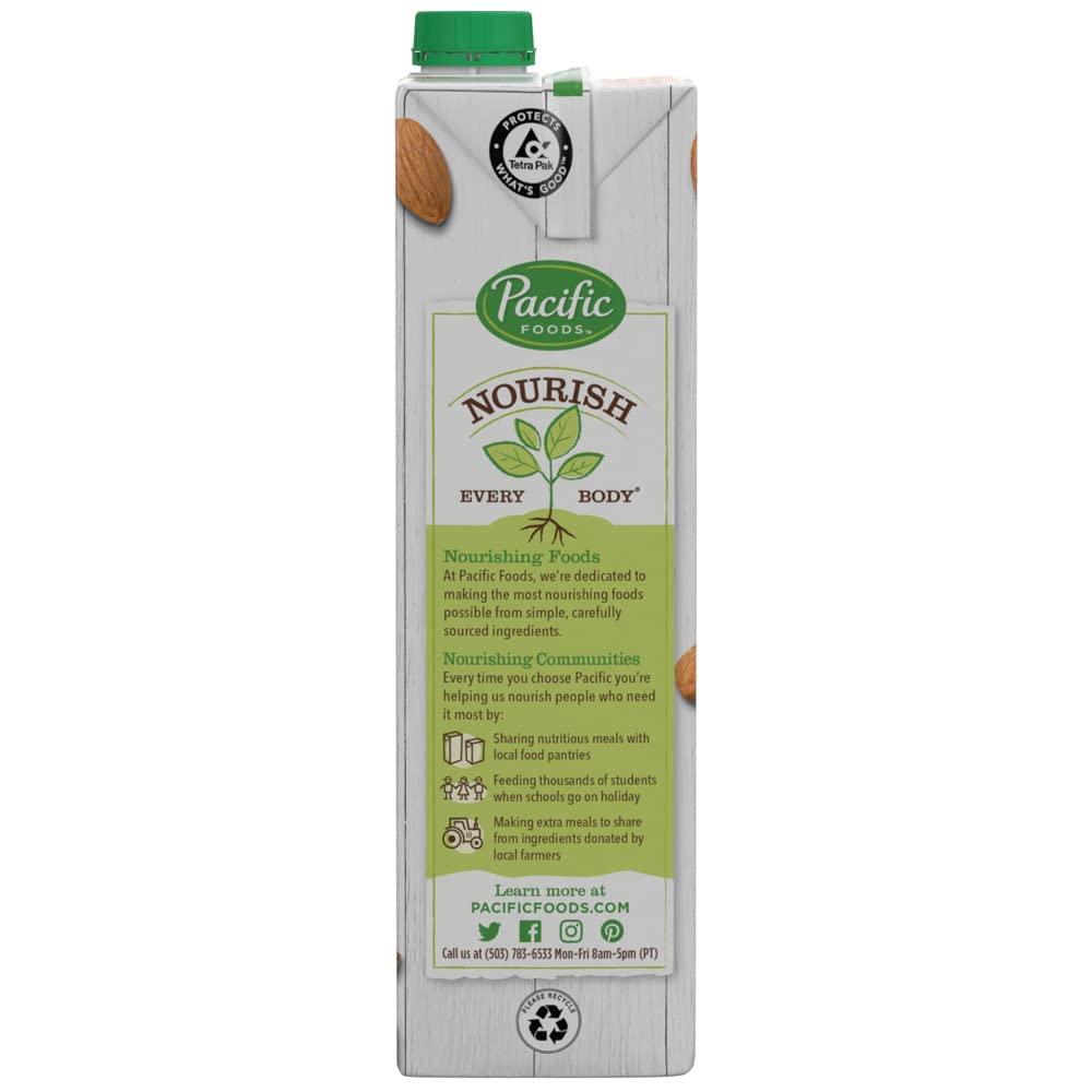 Pacific Foods Pacific Foods Organic Unsweetened Almond Milk, Plant Based Milk, 32 oz Carton (Pack of 2)