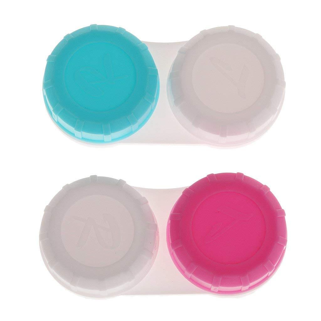 Inzopo Inzopo Double Contact Lenses Container Holder Storage Boxes Soak Eye Care red Pink