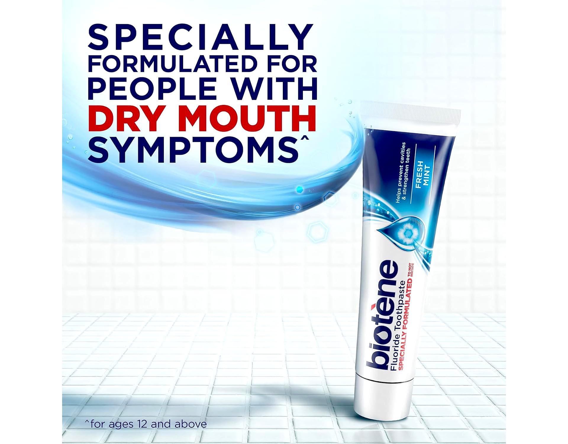 biotène Biotene Fluoride Toothpaste Gentle Formula Fresh Mint, 4.3 Ounce (Pack of 2)