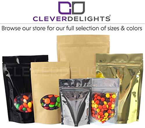CleverDelights CleverDelights Gold Stand Up Pouches - 16oz - 100 Pack - 7\" x 11.5\" x 4\" - Resealable Bag