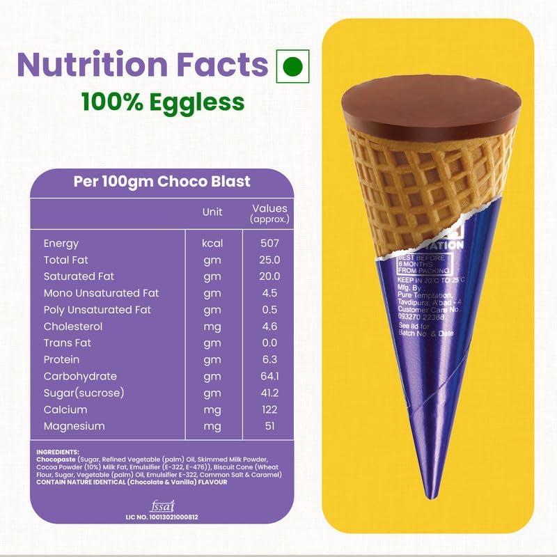 Pure Temptation Pure Temptation Gold Chocoblast Waffle Cones [10 Pieces] Snacks for Kids & Adults - Non-Meltable Chocolate Gift Box - Individually Wrapped Chocolate-Filled Waffle Cones Bites for Christmas Gifts