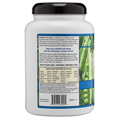 NutriBiotic NutriBiotic Pea Protein Plain, 21 Oz | Low Carb Vegan Plant Protein Powder | 100% Grown & Processed in the USA | Deliciously Creamy & BCAA-Rich | Made without Chemicals, GMOs & Gluten | Keto Friendly