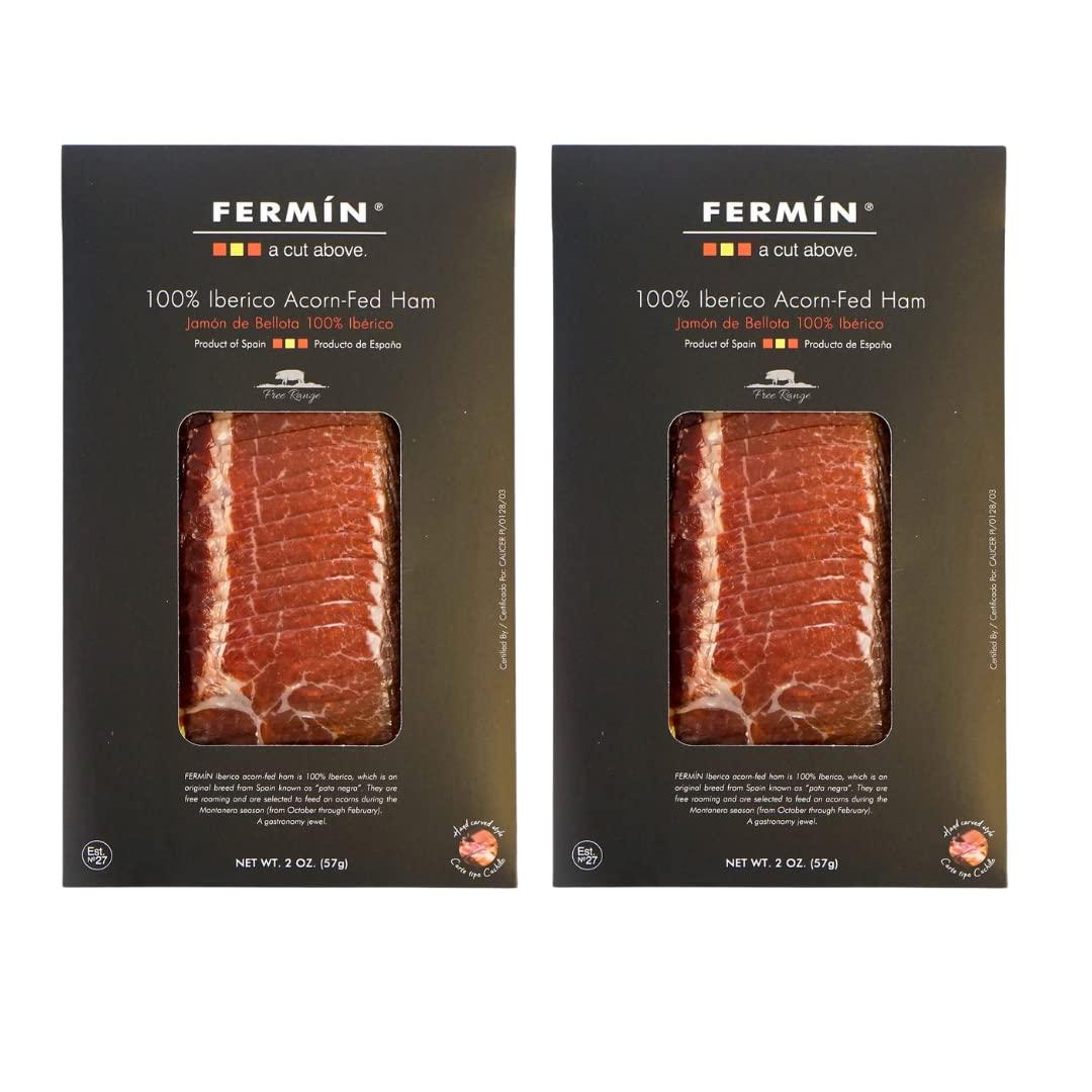 FERMIN 100% Iberico Acorn-Fed Ham Sliced 2 oz (2 Pack) | Jamon de Bellota 100 % Iberico Loncheado 2 oz (2 Pack)