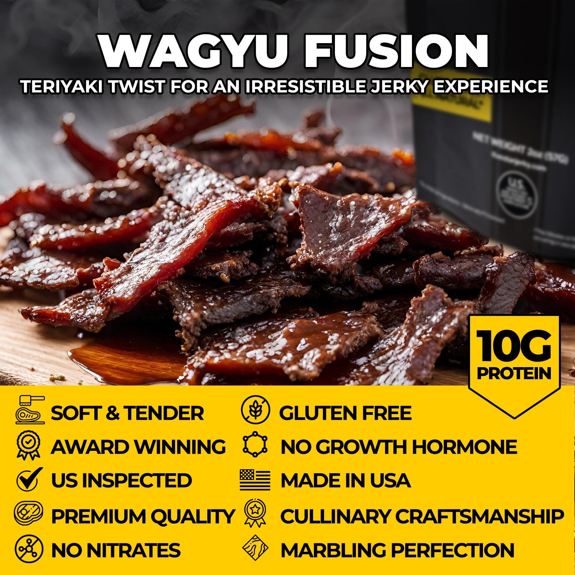 Five Star Jerky Five Star Wagyu Teriyaki Beef Jerky, Soft & Mouth Melting Tender Jerky, Award-Winning Premium Beef Jerky, Premium Gift Snack, Nitrate/Nitrite-Free, Gluten-Free, 2 Servings Each Pack, Wagyu Beef Snacks (2 Pack of 2 Oz - Total 4oz)
