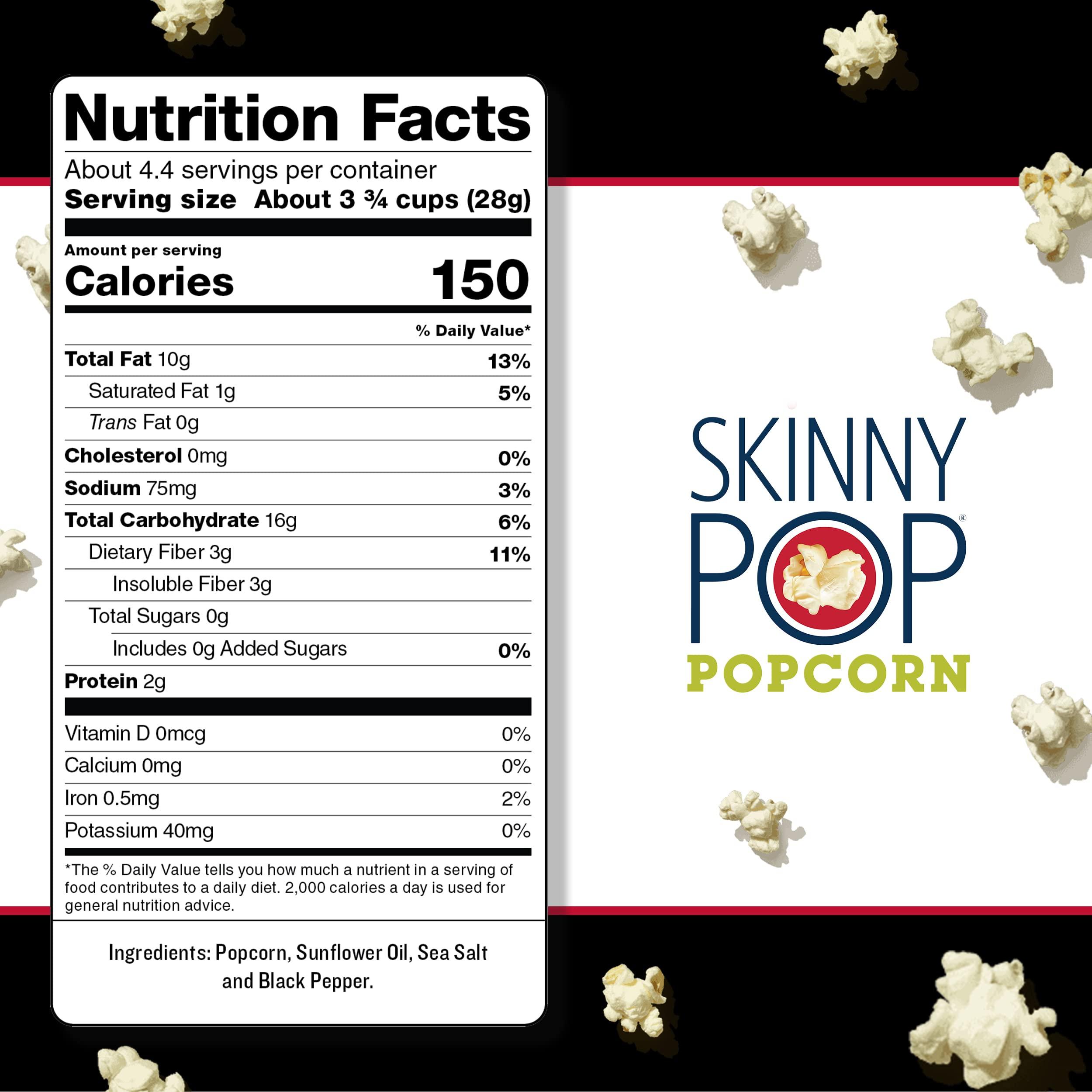 SkinnyPop SkinnyPop Sea Salt & Pepper Popcorn, Gluten Free, Non-GMO, Healthy Popcorn Snacks, Skinny Pop, 4.4oz Grocery Size Bag