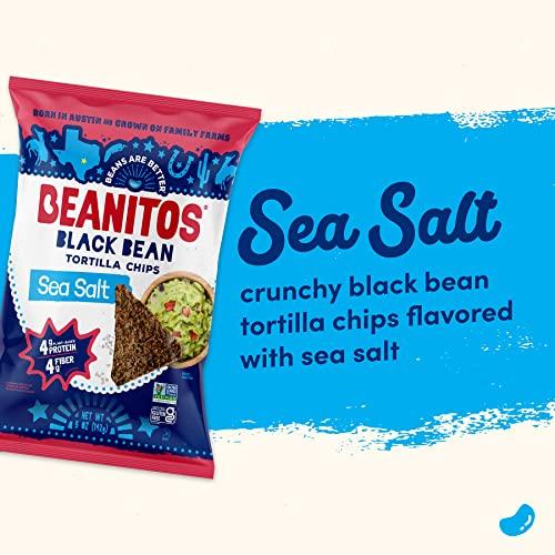 Beanitos Beanitos Black Bean Chips - Original Sea Salt - (6 Pack) 5 oz Bag - Black Bean Tortilla Chips - Vegan Snack with Good Source of Plant Protein and Fiber