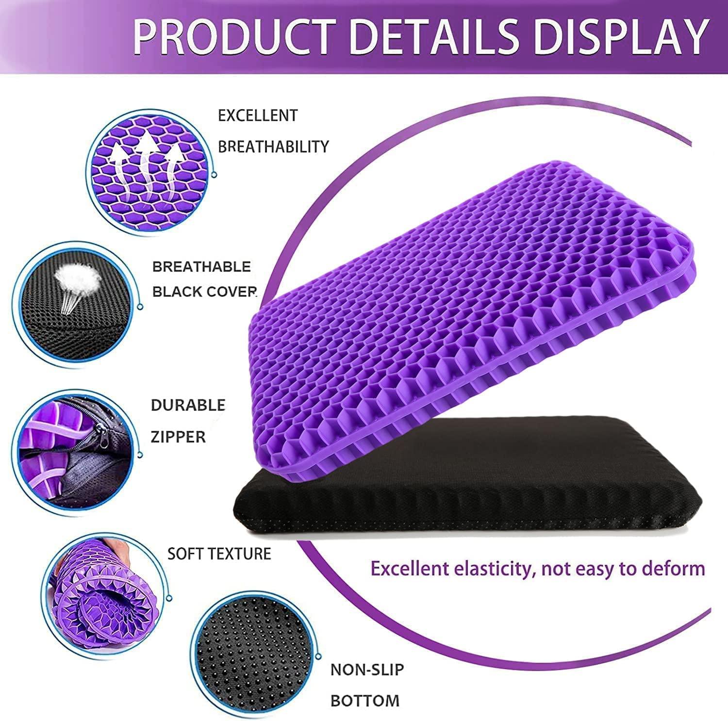 N\C NC Gel Seat Cushion for Long Sitting, Pressure Relief pad, Back, Hip, Sciatica, Tailbone Pain Relief Cushion, Use for The Car, Office, Wheelchair, Stadium Bleachers, Outdoor Travel .(Purple)