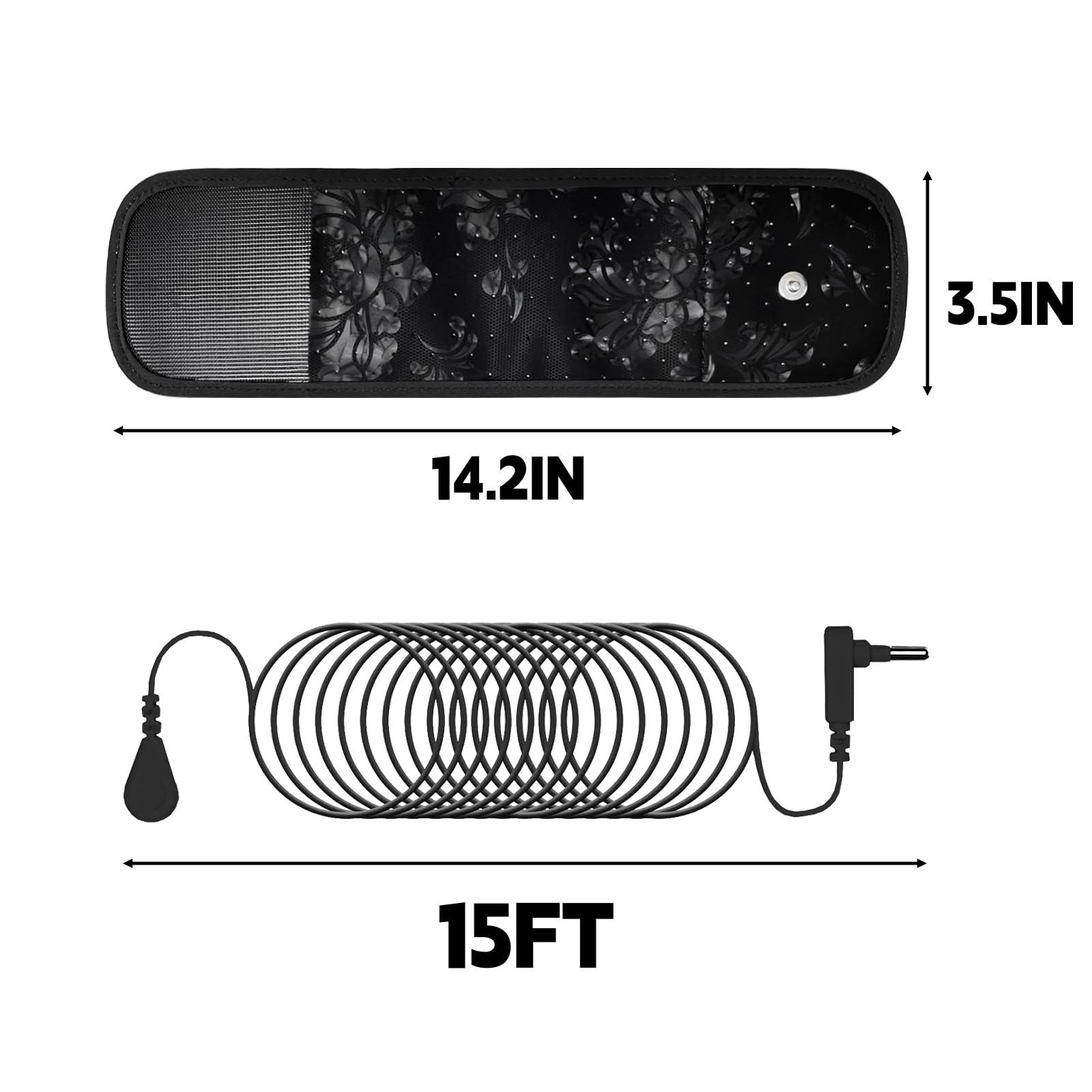MINPWNP Grounding Wrist Strap, Grounding Strap with 15ft Grounded Cord, Floral Pattern Earth Wrist Band Reduces Inflammation, Anxiety
