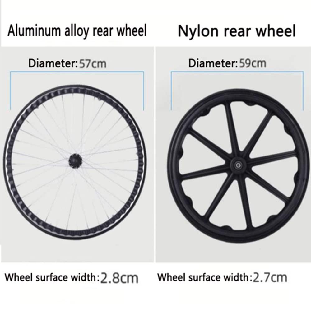 DIBAKO DIBAKO 24Inch 1 Pair Wheelchair Rear Wheel 24 1 3/8 Wheelchair Wheel Replacement, Solid Polyurethane Tires, Replacement Wheels for Wheelchairs, with Bearings and Handrim (Size : A)