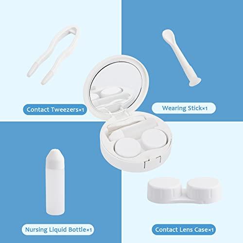 XKAWPC Fried Egg Contact Lens Case Portable Cute Eye Contacts Travel Kit with Mirror Holder Box Container