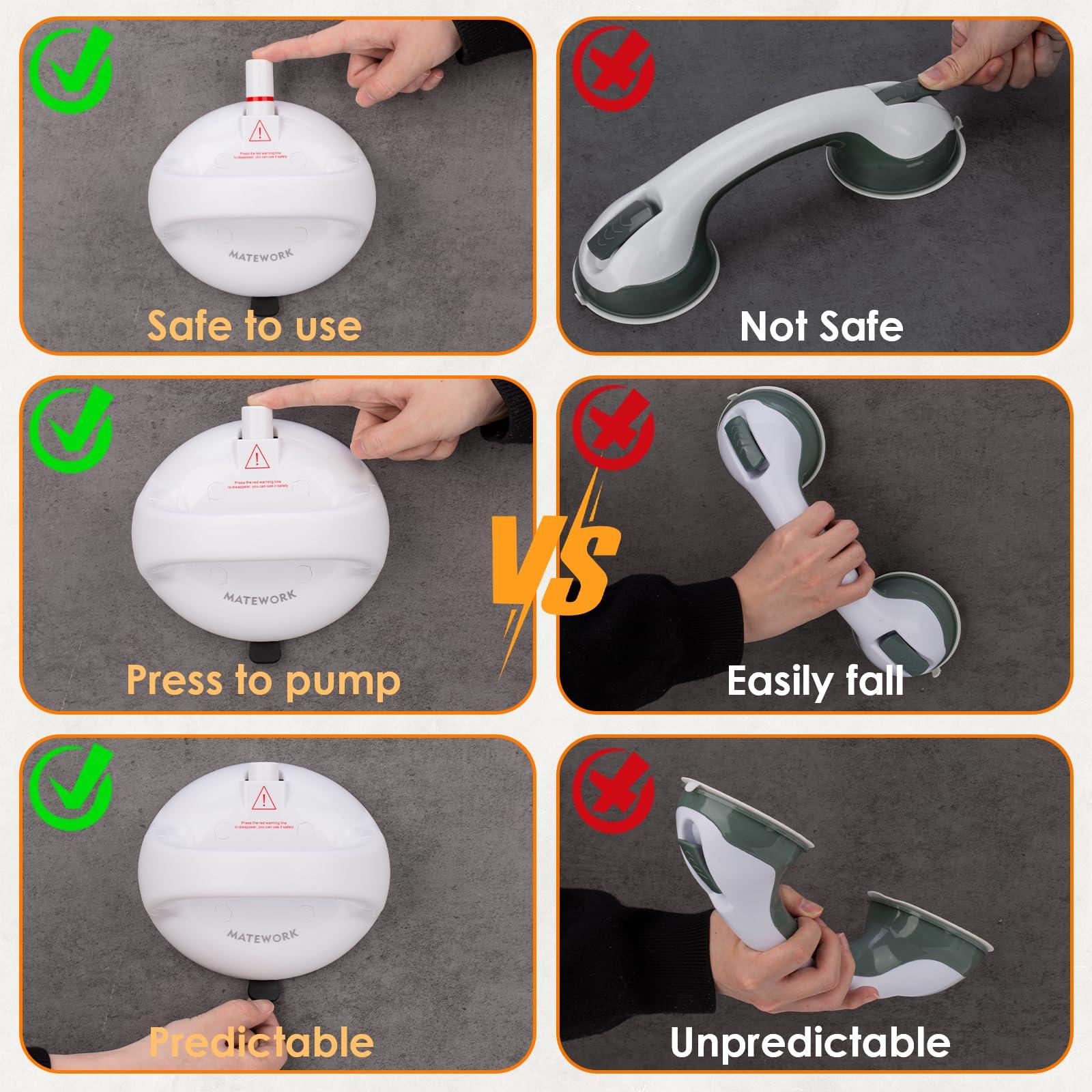 Matework Matework 2 Pack Shower Handles for Elderly Suction, Safety Suction Grab Bars for Bathtubs and Shower, Bathroom Safety Grab bars for Senior, Handicap, Elderly