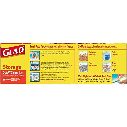 Glad Glad Zipper Food Storage Plastic Bags - Quart - 25 Count