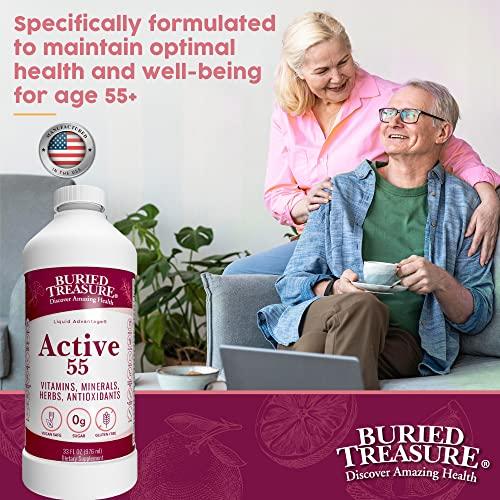 Buried Treasure Buried Treasure Active 55 Plus - 32 serv, Liquid Multivitamin for Seniors, Vegan, Sugar-Free, Natural Immune Support, Vitamins & Super-Foods Blend