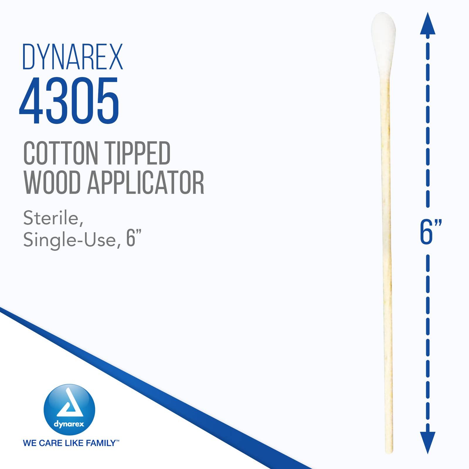 Dynarex Dynarex 4305 Sterile Cotton Tipped Applicator,6\" Length, Single-Use Wooden Cotton Tip Applicator for Wound Care & Dressing, Hygiene, Make Up, Cleaning Tool, Jewelry, Pack of 2000