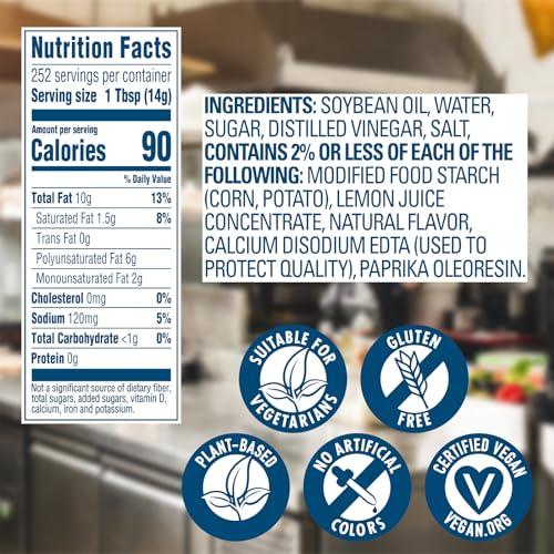 Best Foods Best Foods Vegan Mayonnaise Jar Made with Non GMO Sourced Ingredients, No Artificial Flavors or Colors, No Cholesterol, Gluten Free, 1 Gallon (Pack of 1)