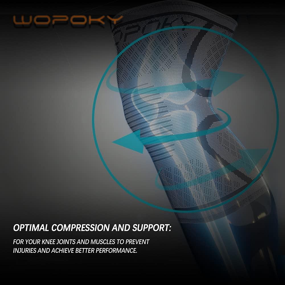 WOPOKY WOPOKY Knee Braces for Knee Pain, Compression Knee Sleeves Support for Weightlifting Running Squatting Basketball Working out, Knee Pain Relief for Meniscus Tear Arthritis (2 Pack)