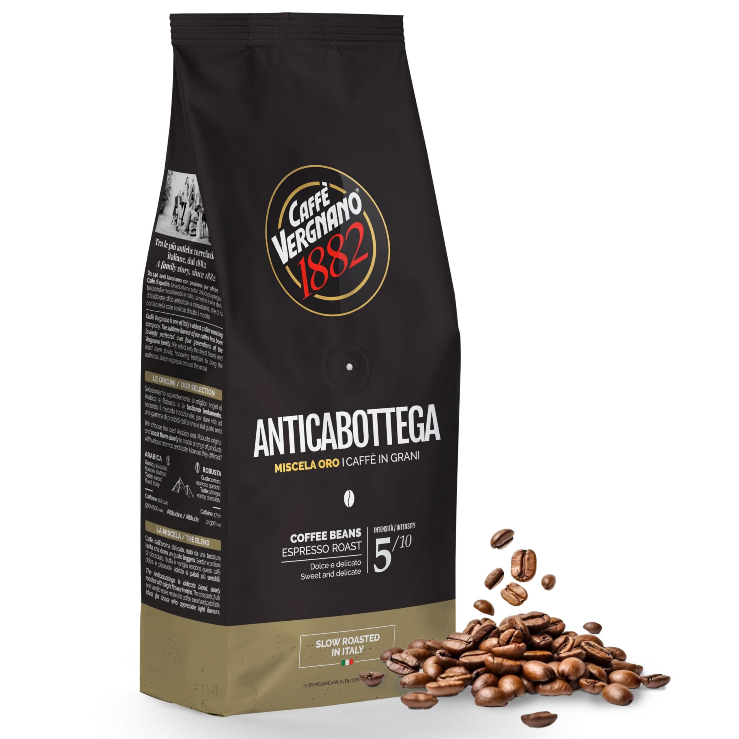Caffe' Vergnano 1882 Caffe Vergnano 1882 Antica Bottega Whole Bean Arabica Medium Roast Espresso, 1.1 lbs Bag - Italian Coffee Beans with notes of Chocolate, Nuts & Caramel, Intensity 5/10-500g Bag
