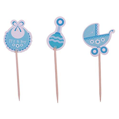 Inzopo Pack of 18 It'a a Girl or Boy Cake Topper Baby Shower Christening Party Cupcake Picks - It's a Boy, One Size