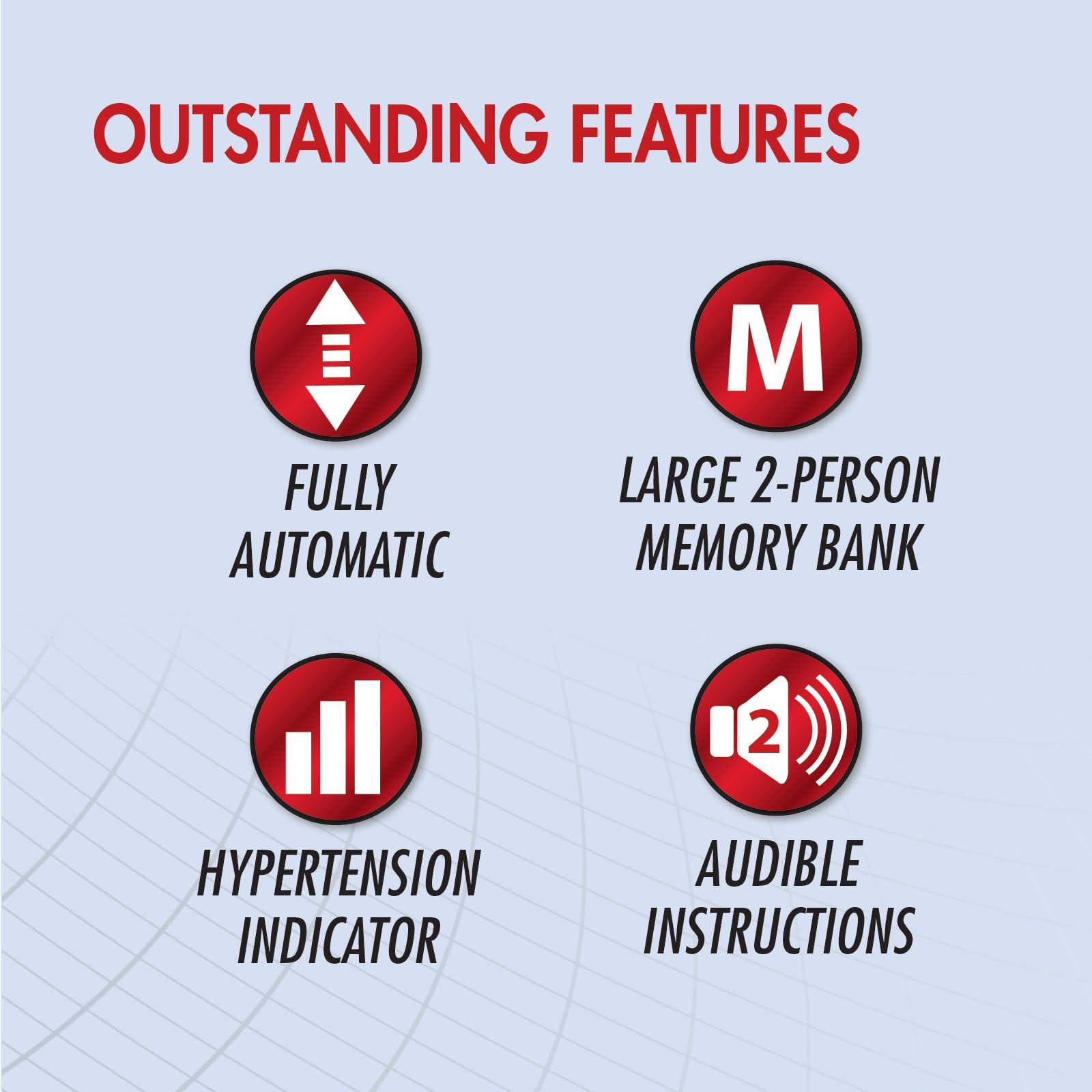 Heartsmart SmartHeart Blood Pressure Monitor | Wide-Range Upper Arm Cuff | Talking English Spanish Audible Instructions and Results | 199-Reading Memory