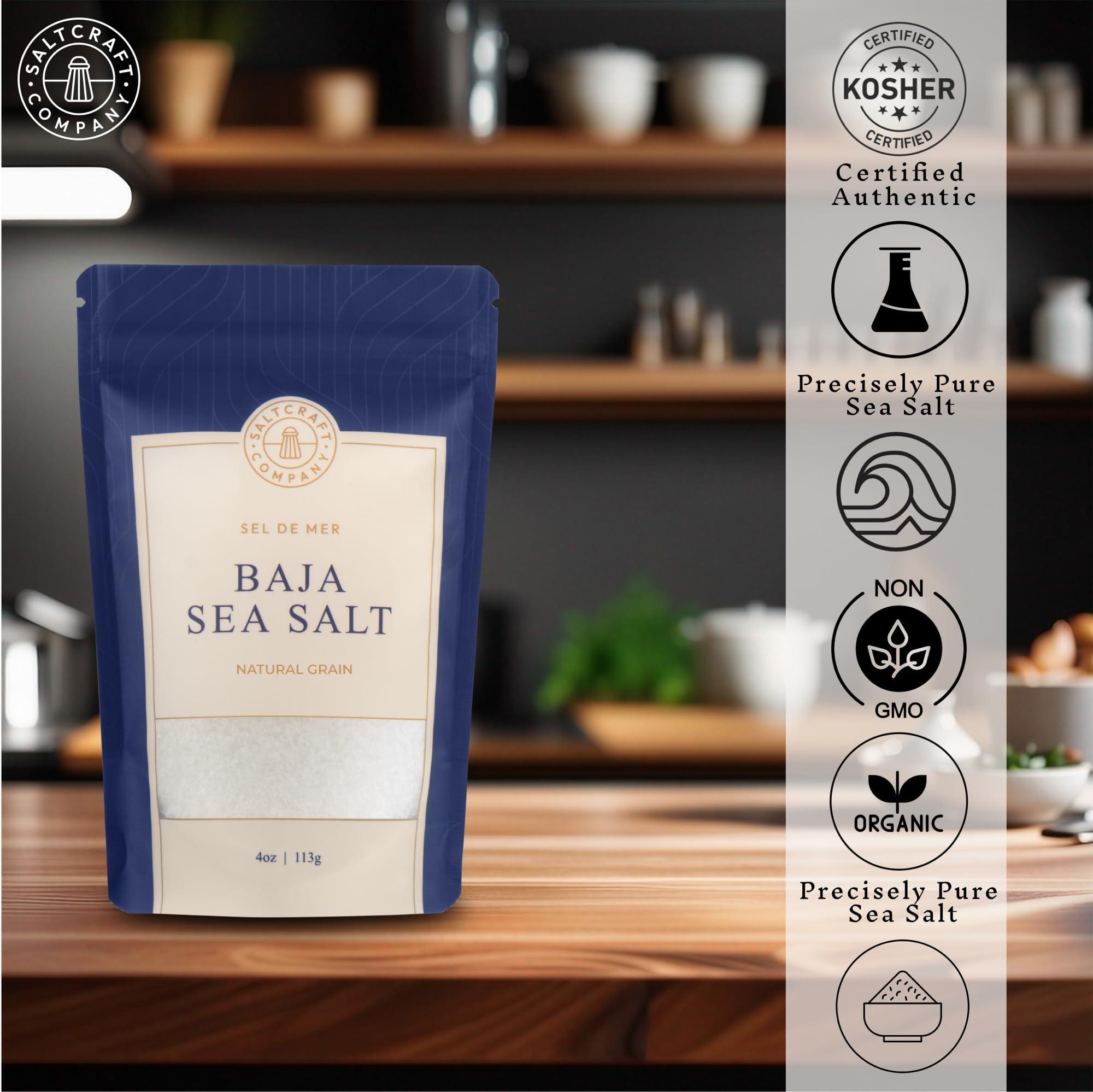 SaltCraft Co. SALTCRAFT COMPANY - Baja Sea Salt, Natural Grain Crystals, Low Sodium 30%, Kosher Certified & Mineral Salt - 4 Ounce
