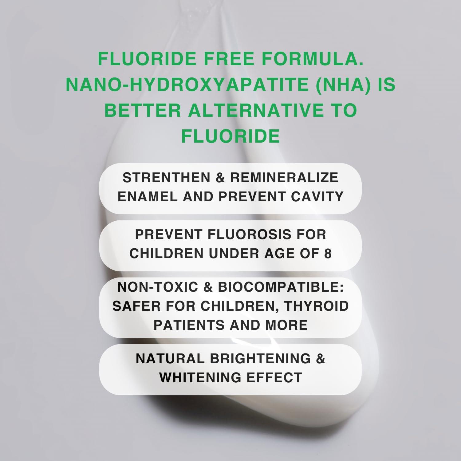 OJOOK OJOOK Kids Fluoride Free Bamboo Salt Toothpaste with nHA - Pure Dew | Nano Hydroxyapatite, Remineralizing, Strengthening Enamel for First Teeth, Safe to Swallow (3oz)