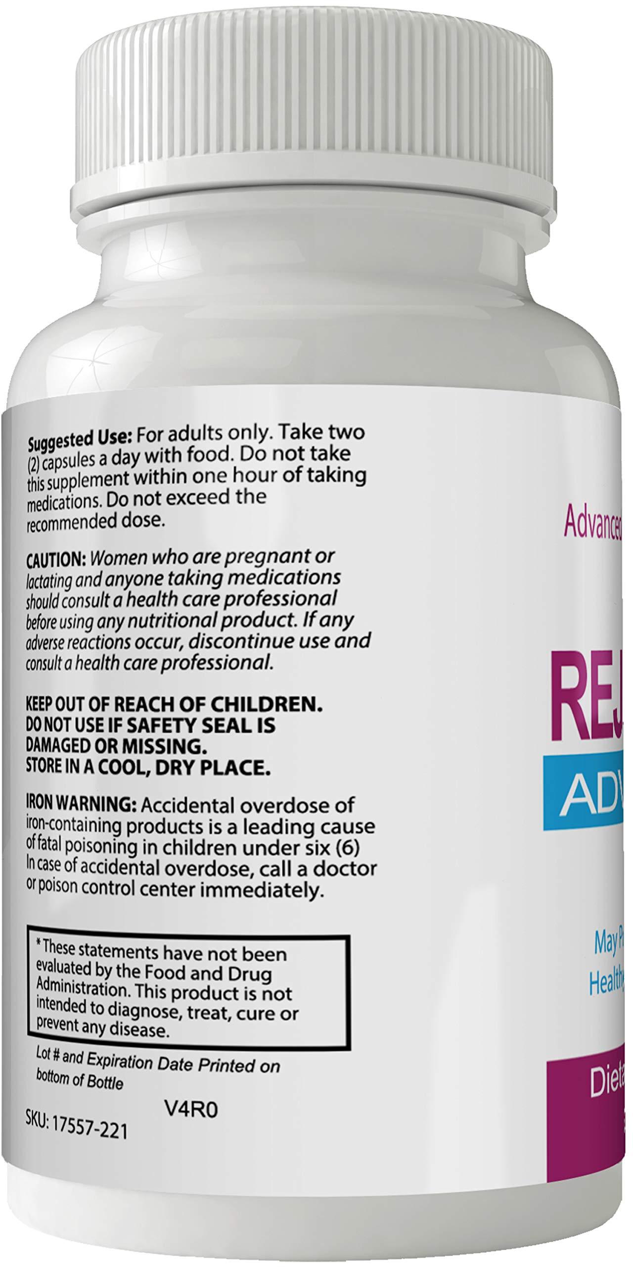 nutra4health LLC Rejuvalex Advanced Hair Growth Formula - Unique Supplement with Vitamins and Minerals with Biotin - Gluten Free 60 Capsules - Hair Lash Skin and Nails Extra Strength Formula Growth Booste