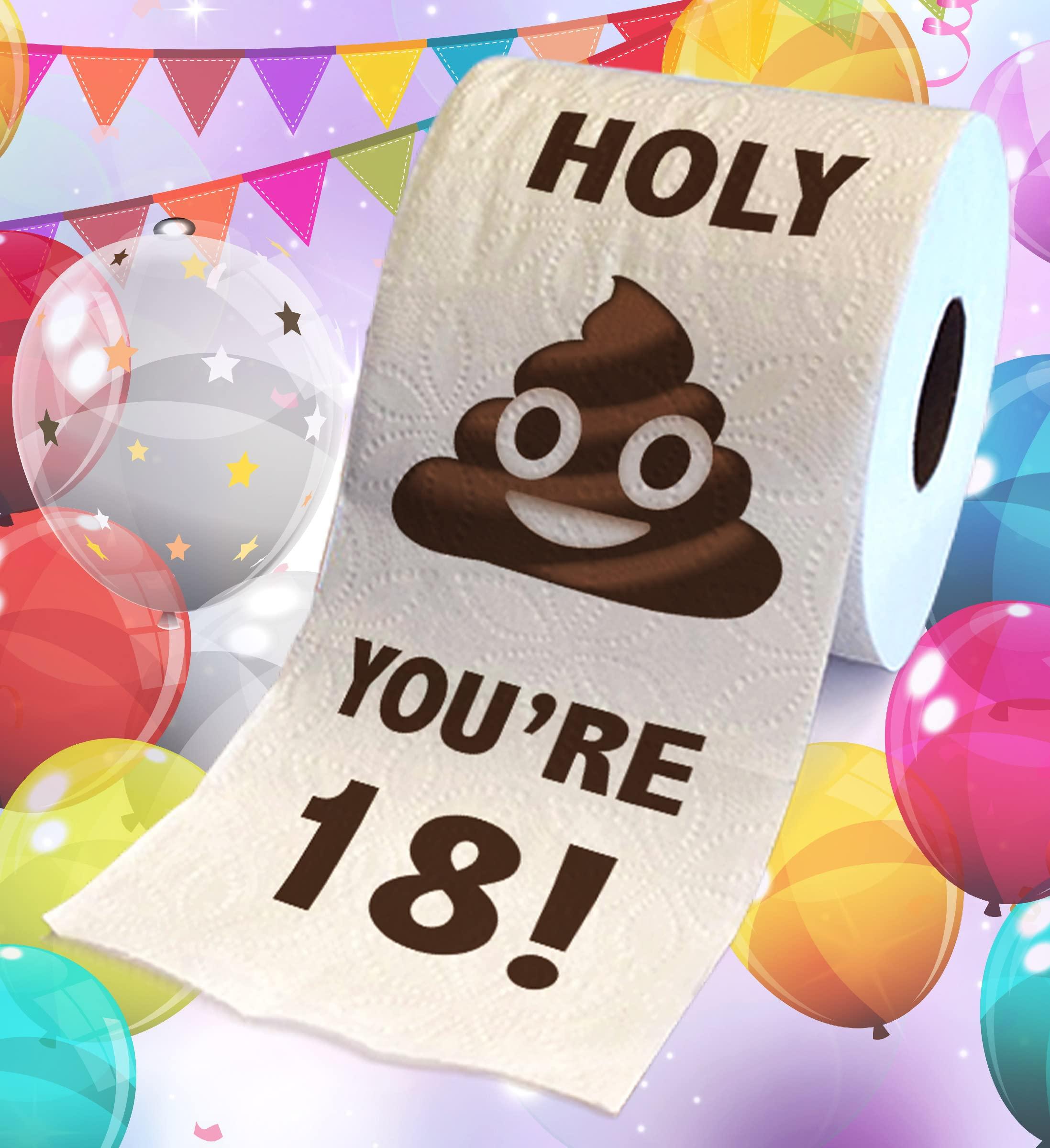 Printed TP Printed TP Holy You\'re 18 Birthday Toilet Paper Gift - 18th Bday Party Funny Birthday Gift Joke Toilet Paper Prank, Novelty Unique Birthday Presents for Men, Women, Family, Friends - 500 Sheets