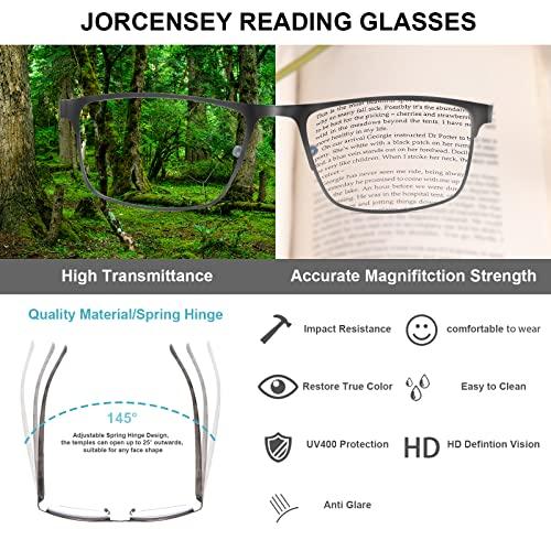JORCENSEY JORCENSEY 3 Pack Reading Glasses for Men with Blue Light Blocking Stylish Metal Frame Readers +1.50