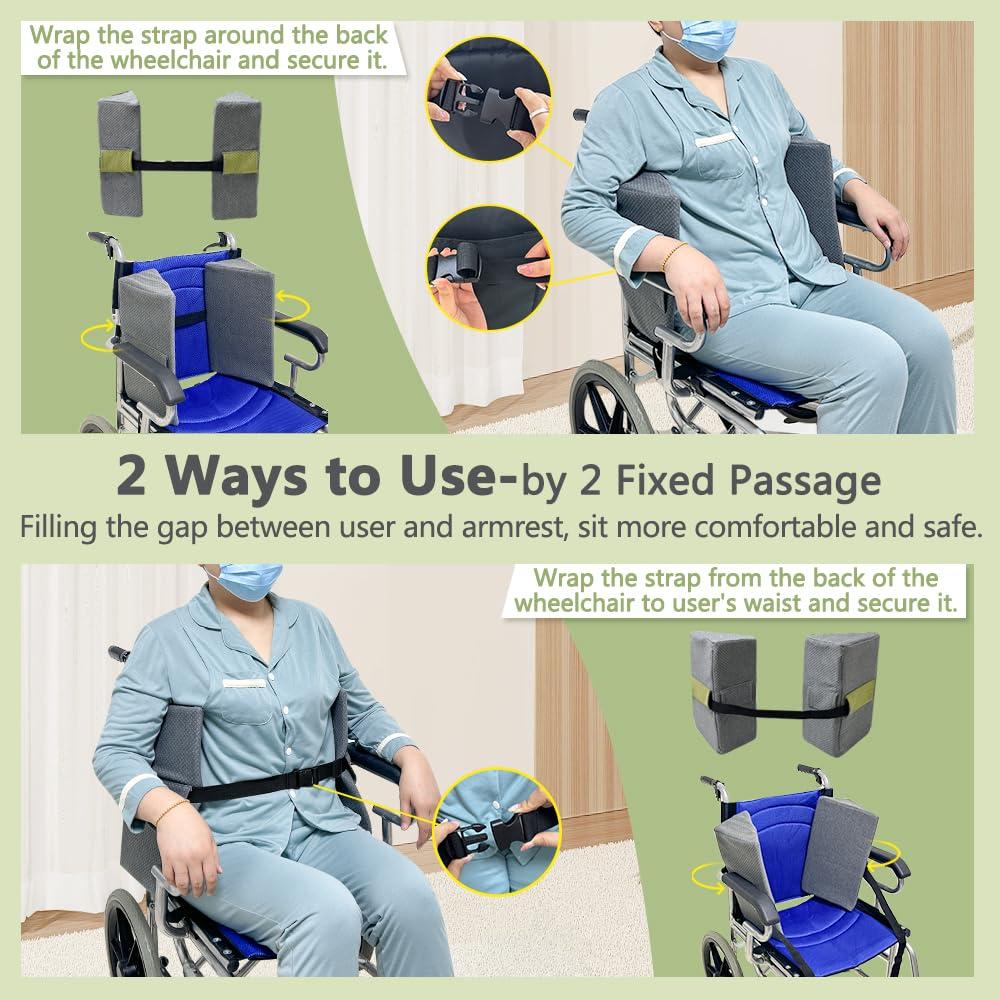 KAAMOS KAAMOS Lateral Support for Wheelchair Side Guards Wheelchair Lateral Support Cushion Posture Foam Wedge Pillows Contoured Wheelchair Cushion Side Padding for Seniors Better Posture with Strap