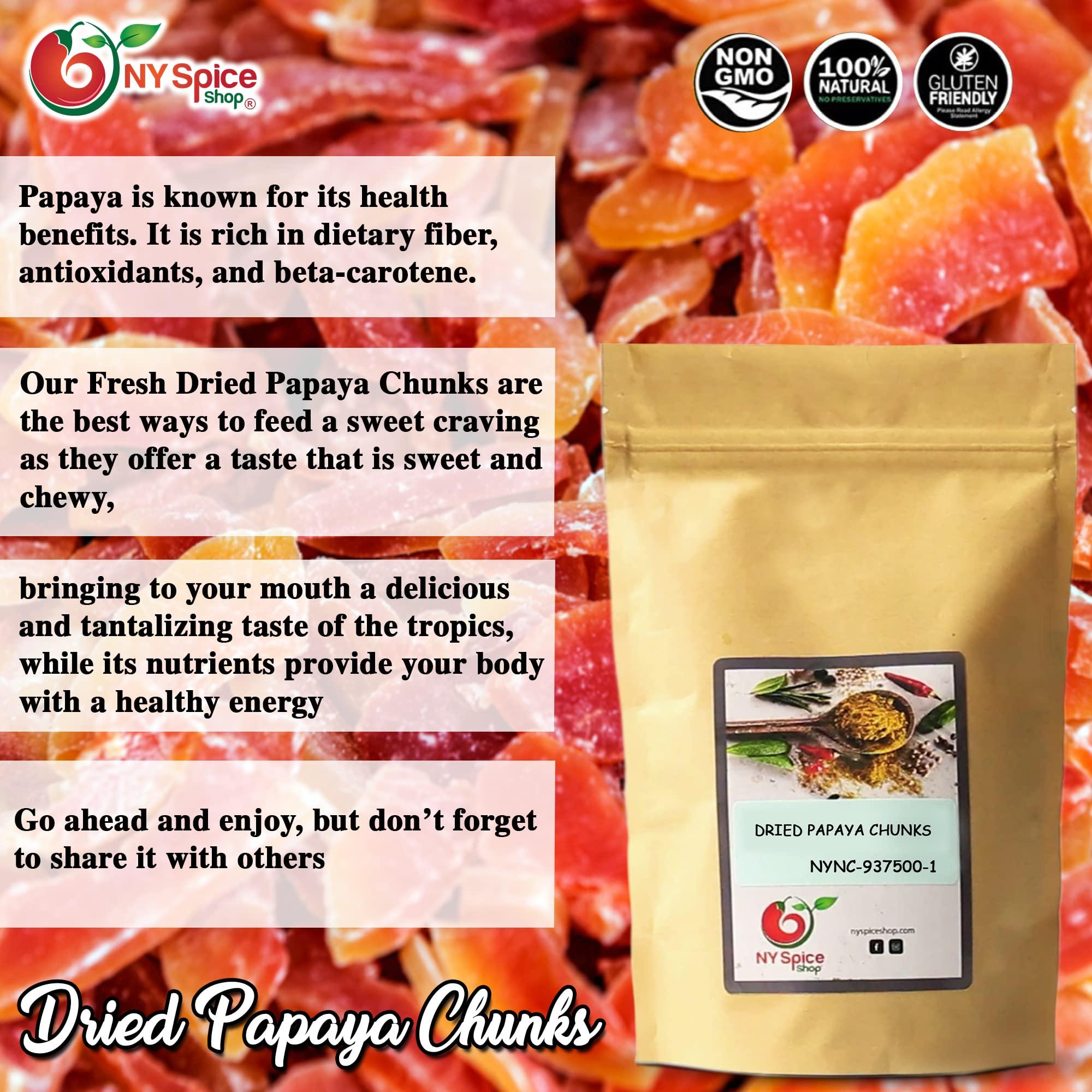 NY Spice Shop NY SPICE SHOP Dried Papaya Chunks 16 Ounces Diced Papaya - Hawaiian Papaya Fruit - Papaya Fresh Organic - Dried Fruit Papaya - Giant Papaya - Papaya Fresh