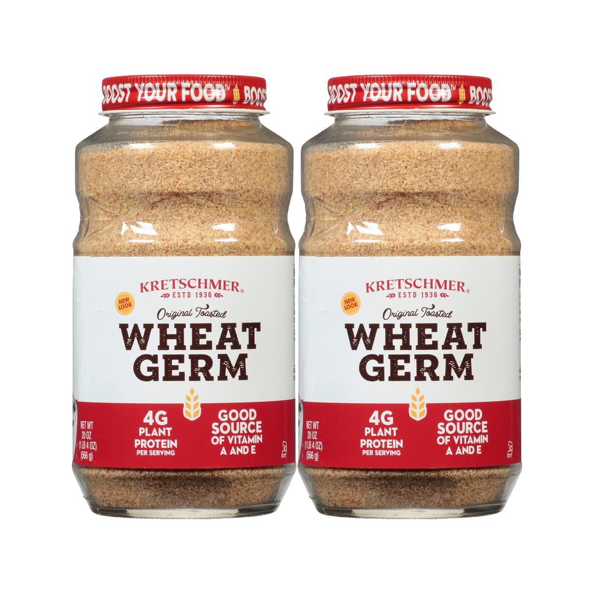 Kretschmer Kretschmer Original Toasted Wheat Germ Boost your Food with, 20 Ounce Glass Jar (Pack of 2)