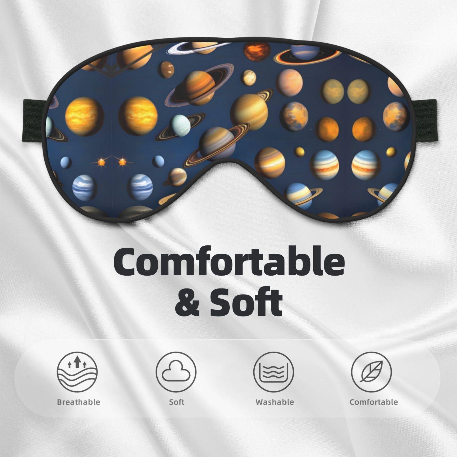 FoRes Sleep Masks Silky Solar System Planets Eye Cover Soft Satin Blindfold Elastic for Women Man Travel Nap - Silent Night Stars