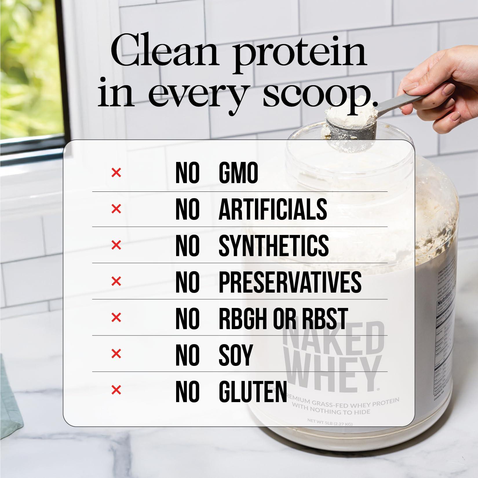 NAKED NAKED Whey Double Chocolate Grass Fed Whey Protein Powder, No GMO, No Soy, and Gluten Free. Nothing Artificial, Aid Growth and Recovery - 53 Servings